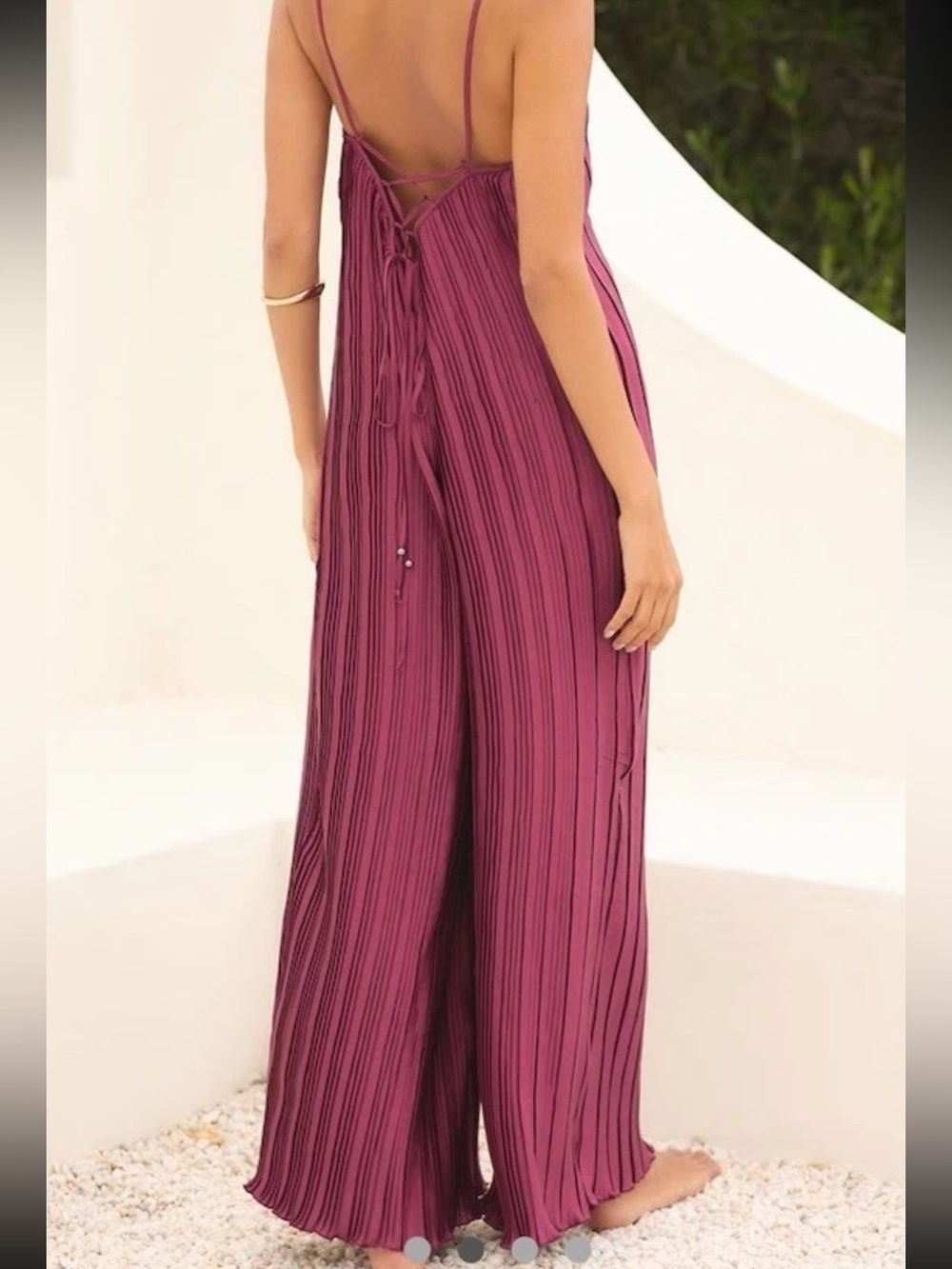 Anthropologie NWT Wine Burgundy Pleated Maxi Dress XS - Picture 9 of 9